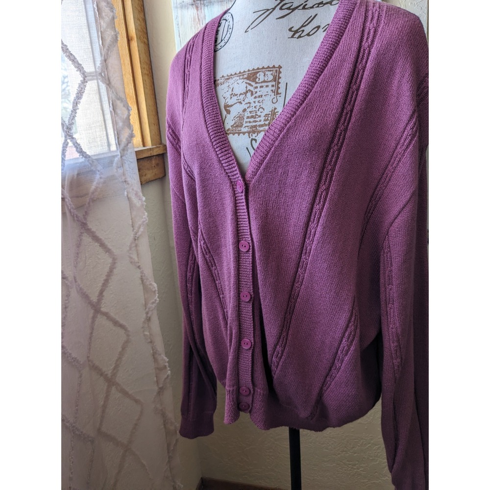 Southern Lady Rose Pink V-Neck Button Front Cardigan Sweater Plus 3X Made in USA